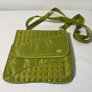 Lug Green Quilted Crossbody Bag. Many compartments